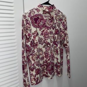 Laura Scott Beige & Magneta Paisley Turtle Neck